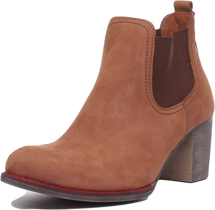JUSTINREESS ENGLAND Womens Ankle Boots 6000R Block Heel Suede Chelsea Boot In Brown