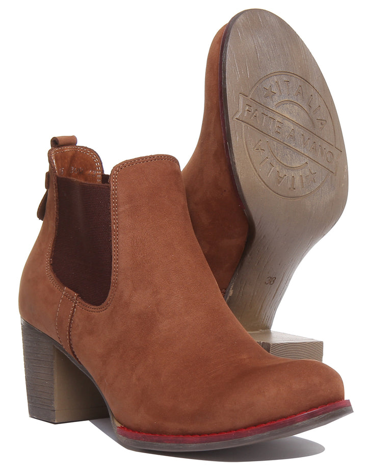 JUSTINREESS ENGLAND Womens Ankle Boots 6000 Heeled Suede Chelsea Boot In Brown