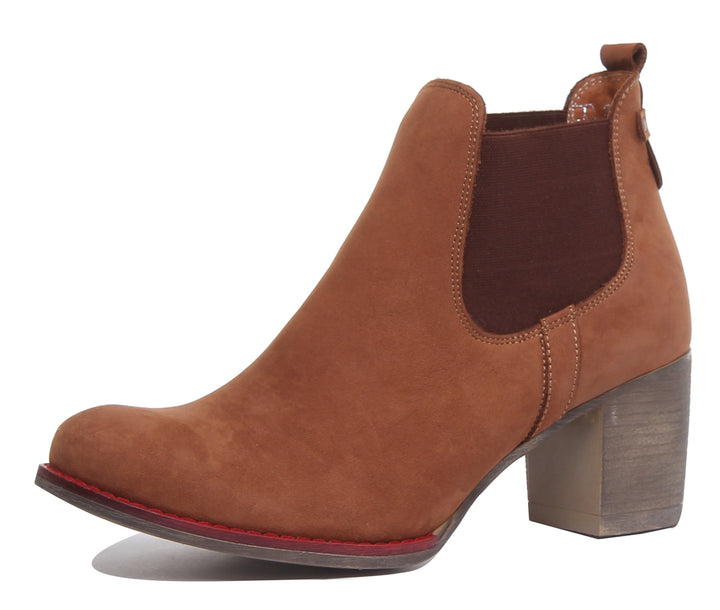 JUSTINREESS ENGLAND Womens Ankle Boots 6000 Heeled Suede Chelsea Boot In Brown