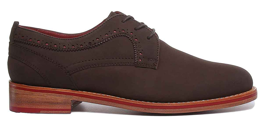 JUSTINREESS ENGLAND Mens Shoes Owen Lace Up Nubuck Leather Classic Shoe In Brown
