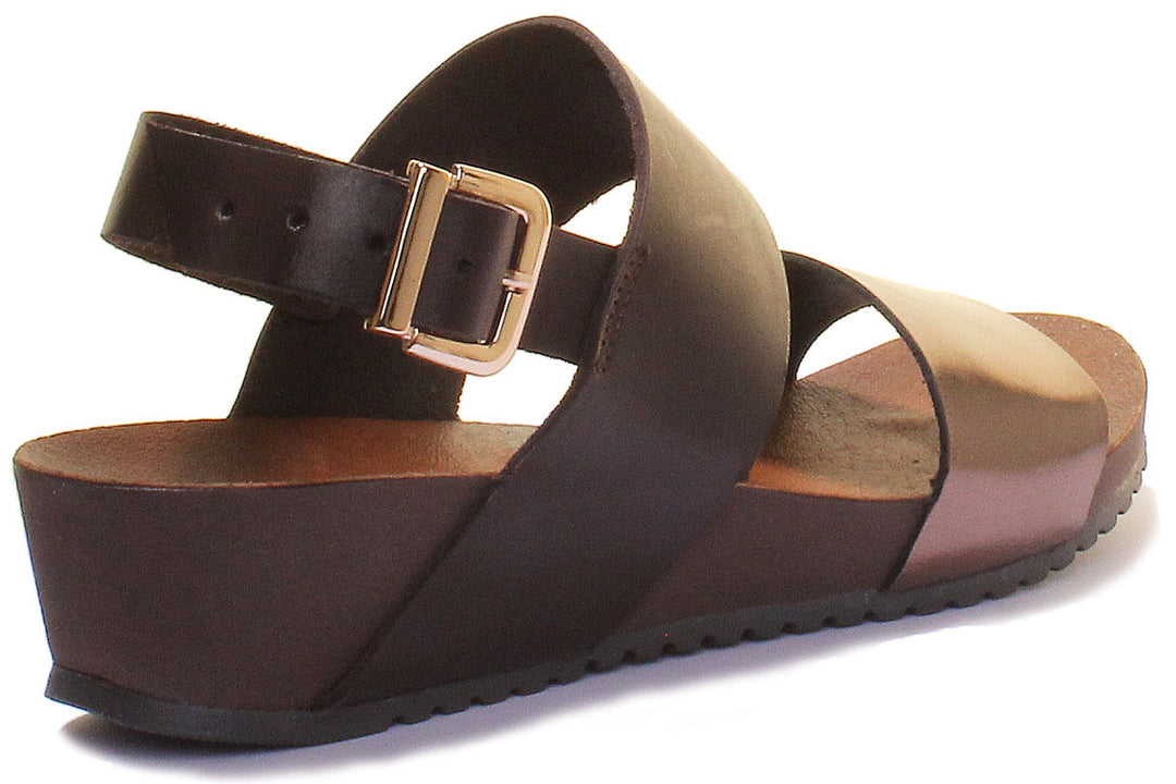 JUSTINREESS ENGLAND Womens Sandals 7240 Two Tone Slingback Leather Sandal In Brown