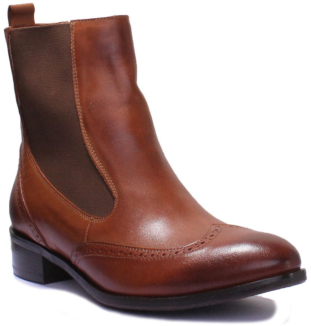 JUSTINREESS ENGLAND Womens Ankle Boots Giana High Chelsea Leather Boot In Brown