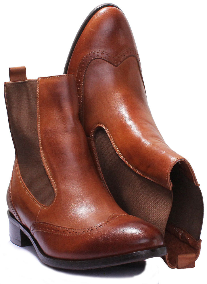 JUSTINREESS ENGLAND Womens Ankle Boots Giana High Chelsea Leather Boot In Brown