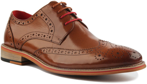 Dover Leather Lace Up Brogue Shoe In Brown
