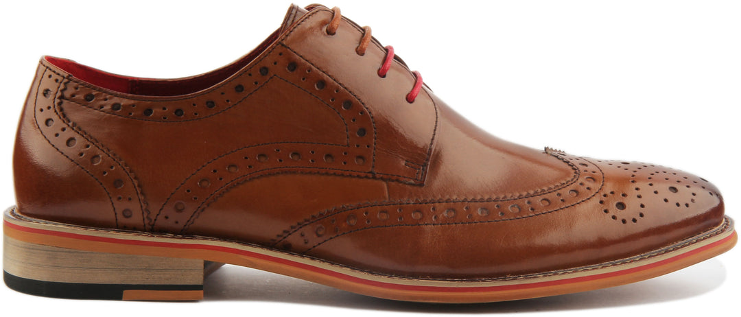JUSTINREESS ENGLAND Mens Shoes Dover Leather Lace Up Brogue Shoe In Brown