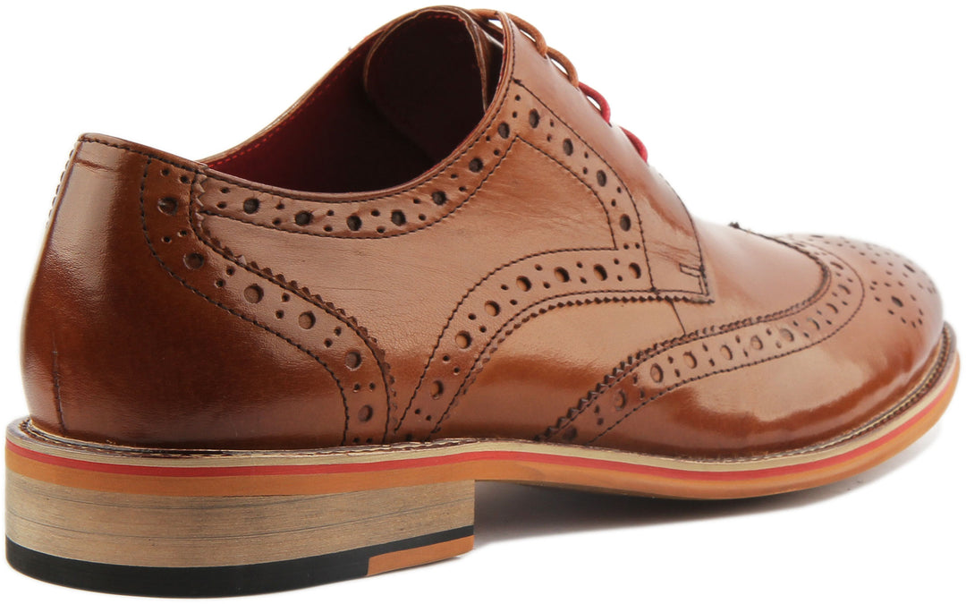 JUSTINREESS ENGLAND Mens Shoes Dover Leather Lace Up Brogue Shoe In Brown