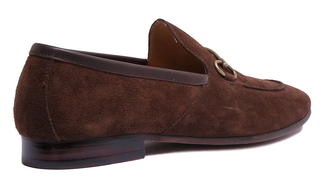 JUSTINREESS ENGLAND Mens Loafers Lewis Slip On Suede Loafer In Brown