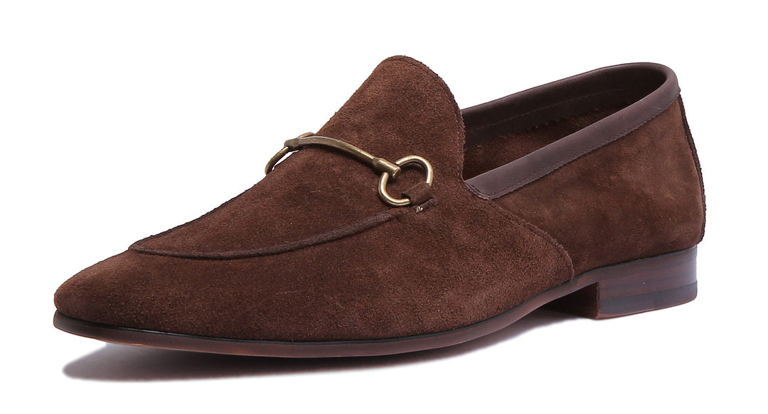 JUSTINREESS ENGLAND Mens Loafers Lewis Slip On Suede Loafer In Brown