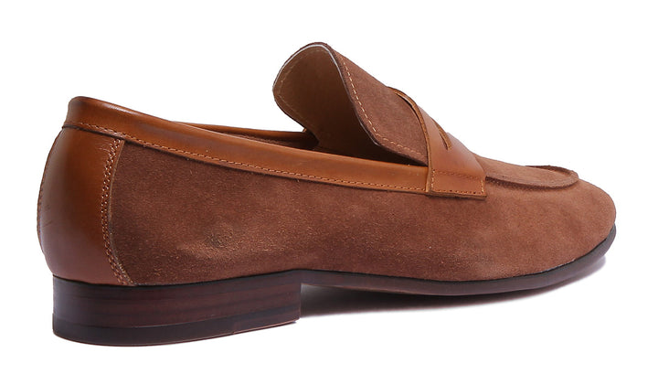 JUSTINREESS ENGLAND Mens Loafers Luca Slip On Suede Loafer In Brown