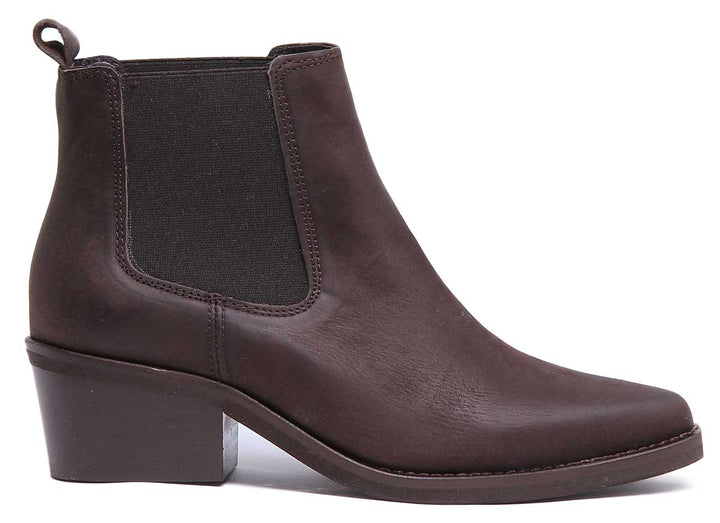 JUSTINREESS ENGLAND Womens Ankle Boots Dakota Pointed Leather Chelsea In Brown