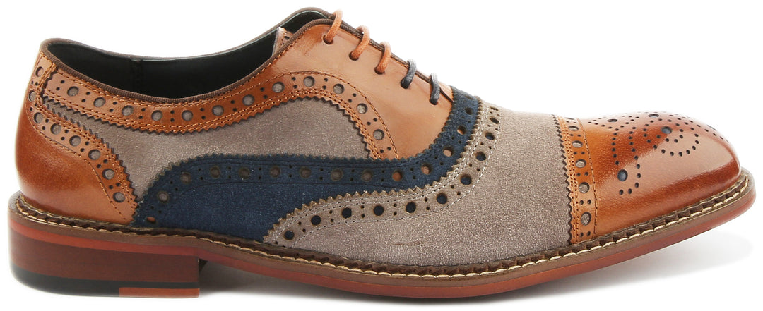 JUSTINREESS ENGLAND Mens Shoes Smith Tri Tonal Brogue Shoe In Brown