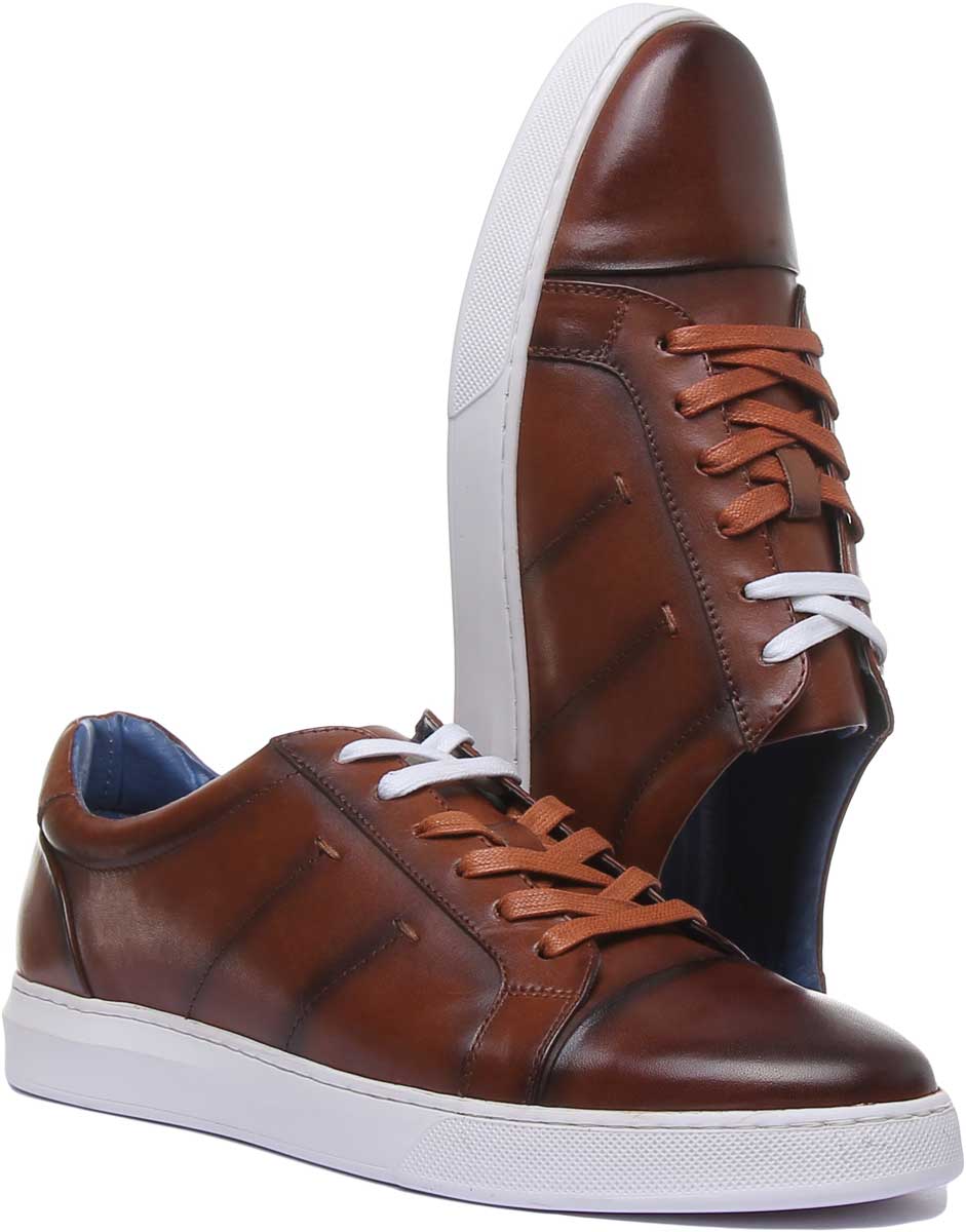 JUSTINREESS ENGLAND Mens Trainers Adrian Lace Up Leather Trainer In Brown
