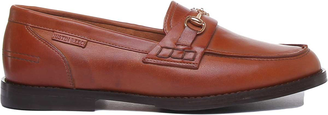 JUSTINREESS ENGLAND Womens Loafers Jasmin Slip On Leather Loafer In Brown