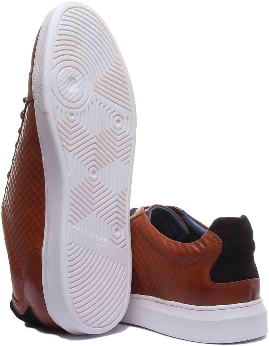 JUSTINREESS ENGLAND Mens Trainers Prince Lace Up Leather Shoe In Brown