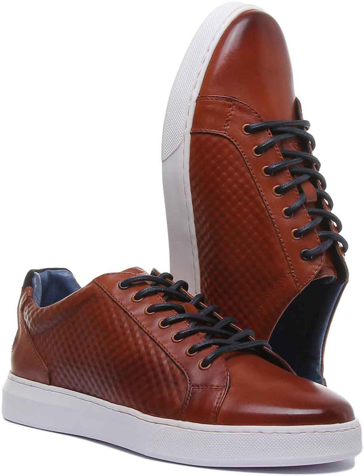 JUSTINREESS ENGLAND Mens Trainers Prince Lace Up Leather Shoe In Brown