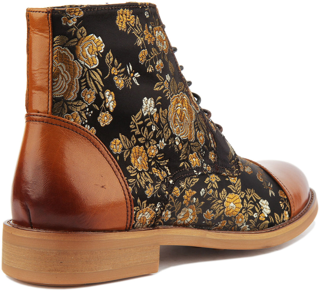 JUSTINREESS ENGLAND Ankle Boots Adam Floral Ankle Boots In Brown