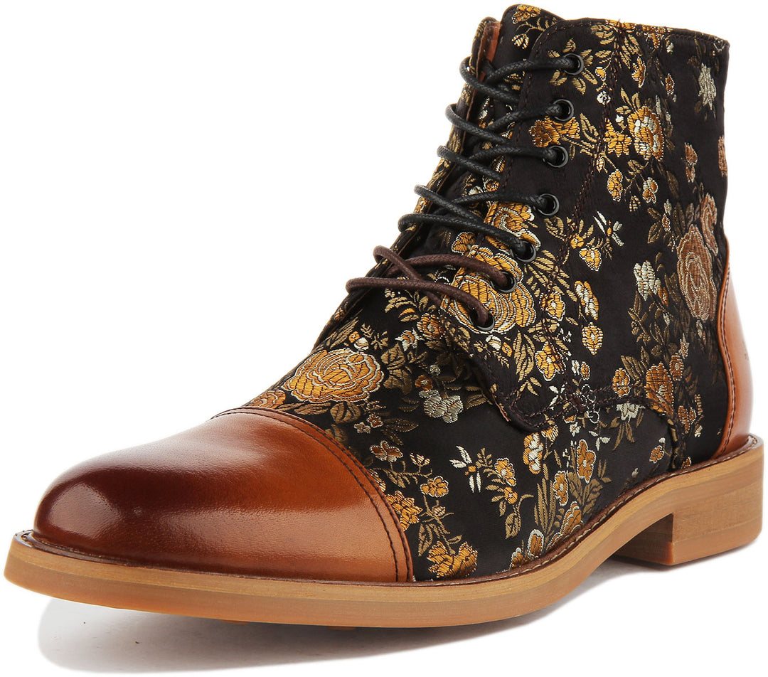 JUSTINREESS ENGLAND Ankle Boots Adam Floral Ankle Boots In Brown
