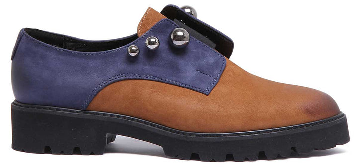 JUSTINREESS ENGLAND Womens Casual Shoes Mimi Two Tone Leather Shoe In Brown Blue