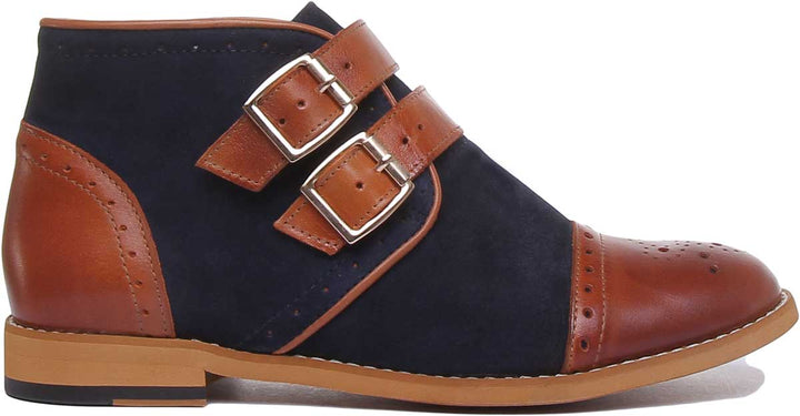 JUSTINREESS ENGLAND Womens Ankle Boots Imogen Two Tone Ankle Boot In Brown Blue