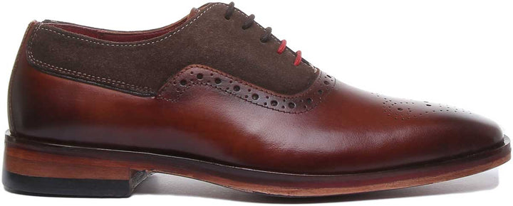 JUSTINREESS ENGLAND Mens Shoes Ceaser Two Tone Leather Brogue In Brown Choco