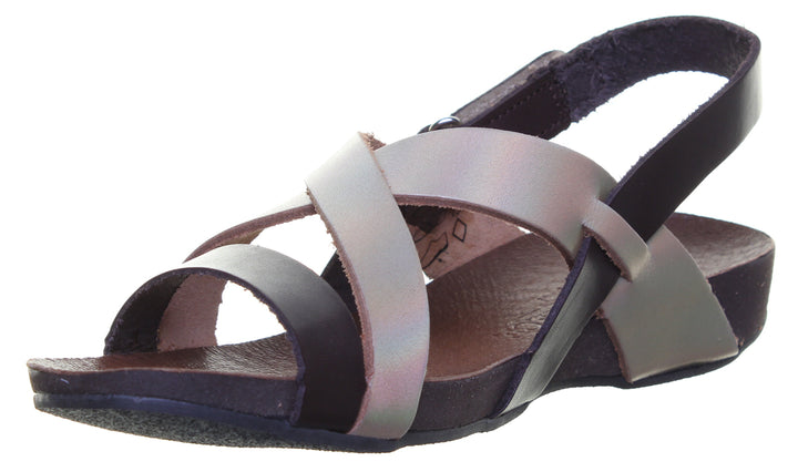 JUSTINREESS ENGLAND Womens Sandals 7060 Two Tone Slingback Leather Sandal In Brown Gold