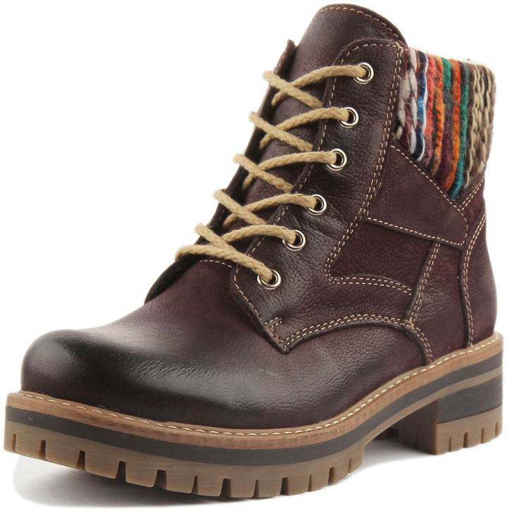JUSTINREESS ENGLAND Womens Ankle Boots Ella Warm Hiker Boot In Burgundy