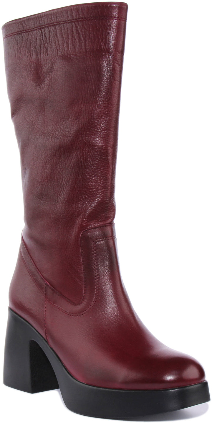 Womens Sloughy Soft Leather Boots in Tan Leather | Platform Sole ...