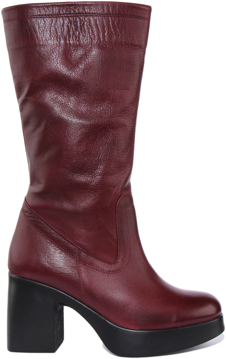 Justinreess England Knee High Boot Paola High Boot In Burgundy