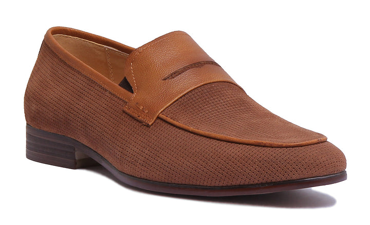 JUSTINREESS ENGLAND Mens Loafers Mason Slip On Suede Loafer In Camel