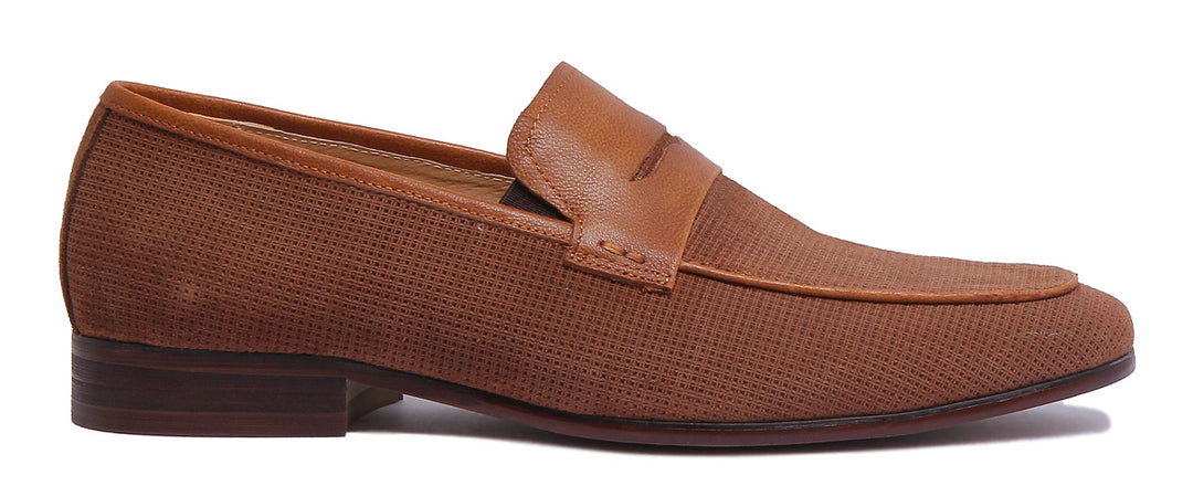 JUSTINREESS ENGLAND Mens Loafers Mason Slip On Suede Loafer In Camel