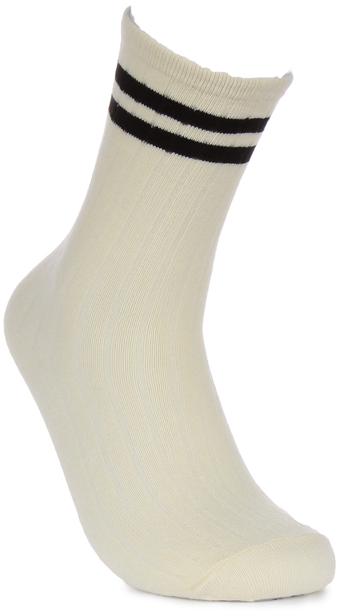 2 Pairs Stripe Socks In Cream