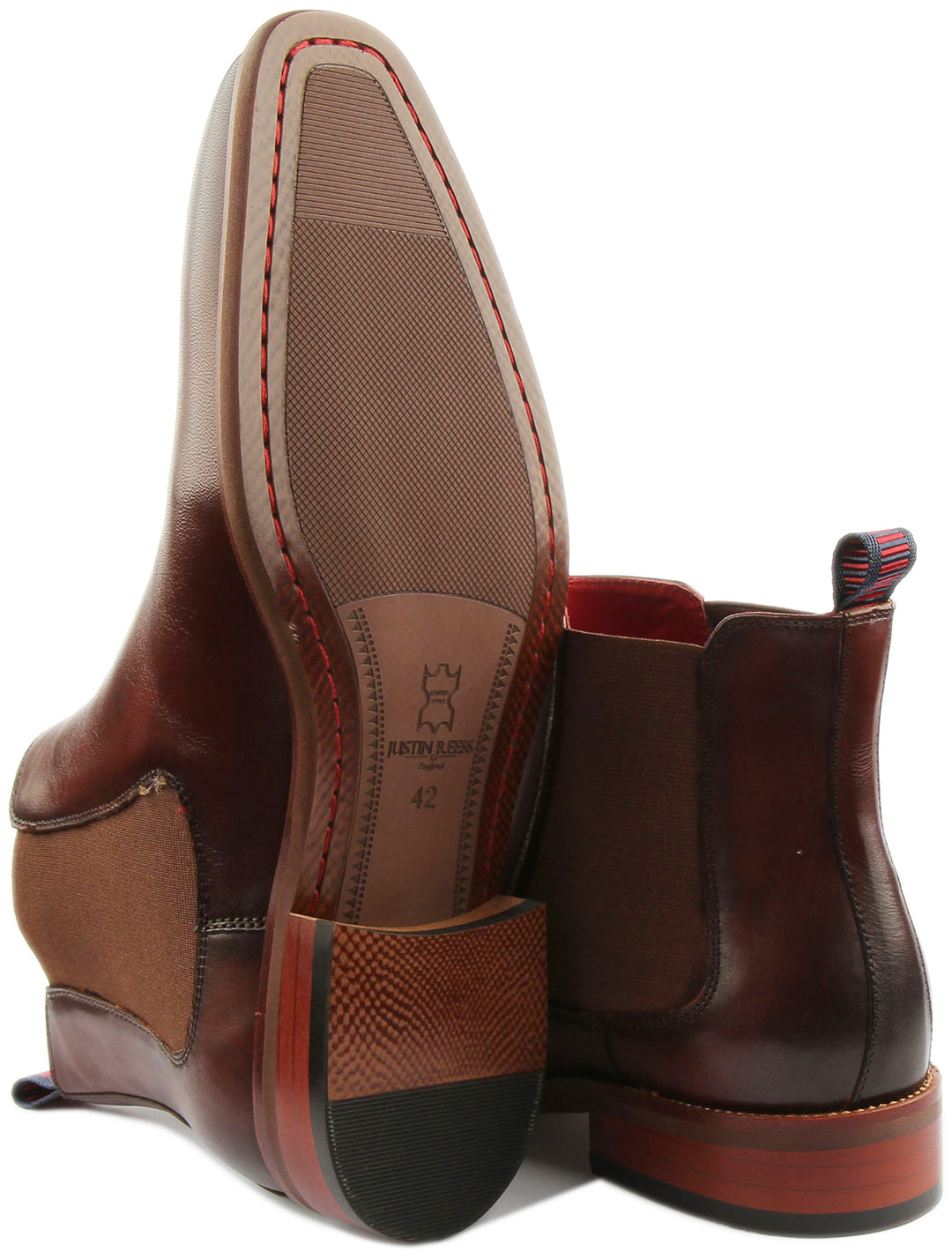JUSTINREESS ENGLAND Mens Ankle Boots Davies Chelsea Boot in Dark Brown Leather