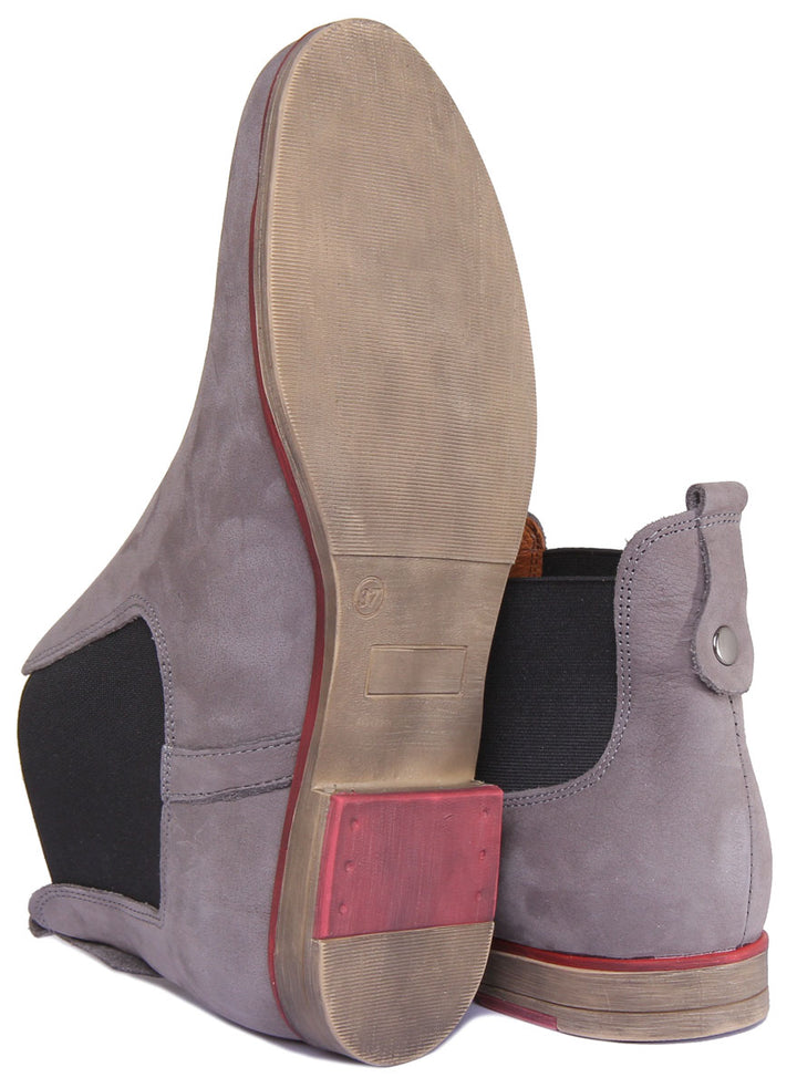 JUSTINREESS ENGLAND Womens Ankle Boots 5800 Suede Chelsea Boot In Dark Grey