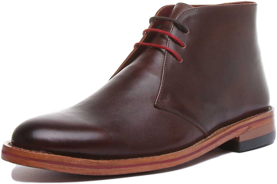 JUSTINREESS ENGLAND Mens Ankle Boots Porter Leather Chukka Boot In Dark Brown