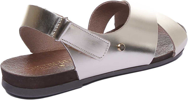 JUSTINREESS ENGLAND Womens Sandals 7600 Leather Buckle Sandal In Gold