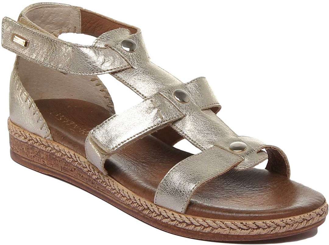 JUSTINREESS ENGLAND Womens Sandals 7800 Leather Strappy Sandal In Gold
