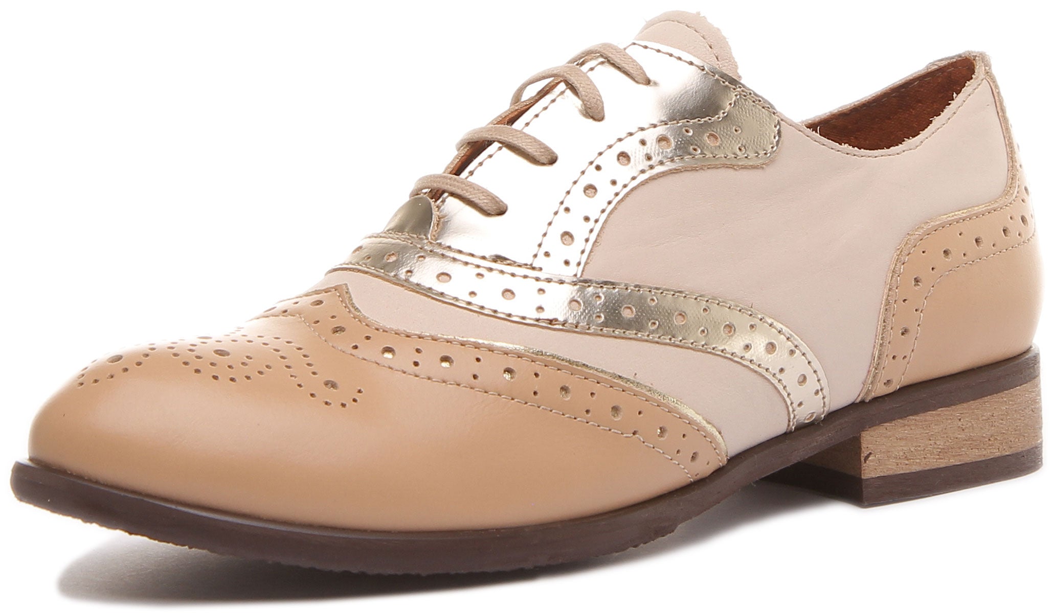 Gold brogue clearance shoes