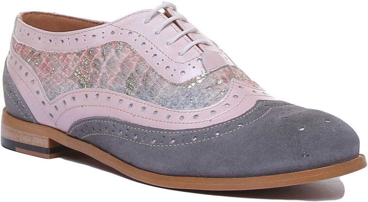 JUSTINREESS ENGLAND Womens Shoes Molly Lace Up Brogue In Grey Flower