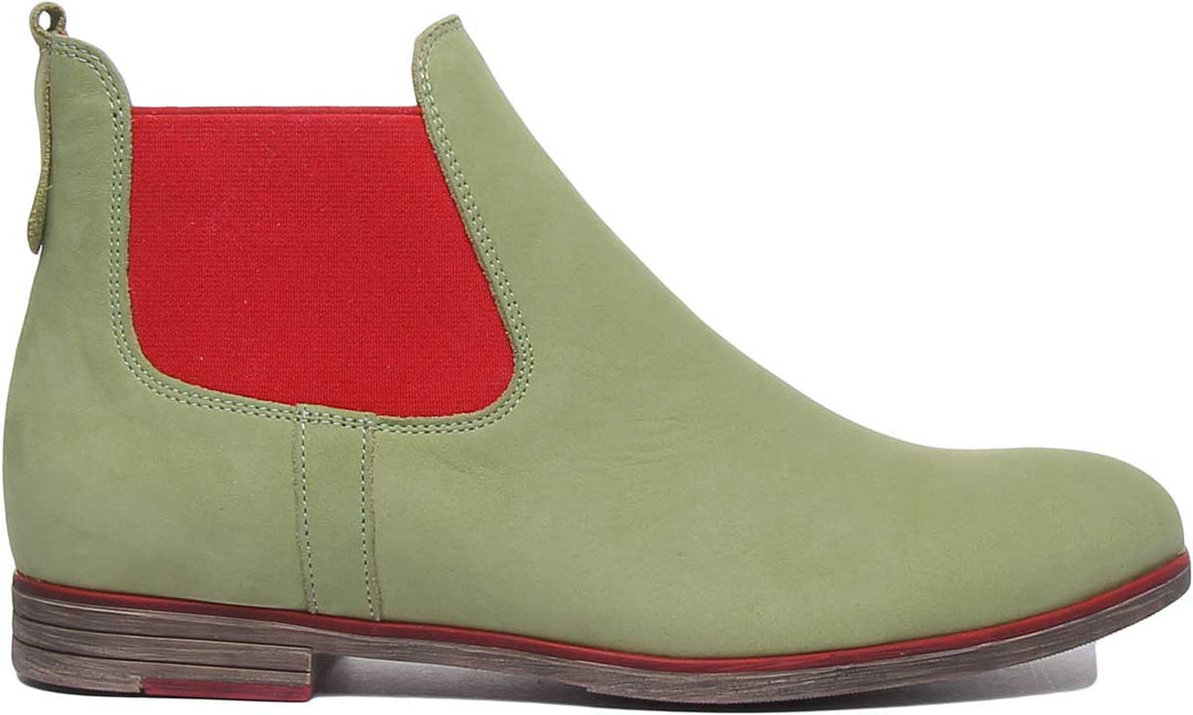 JUSTINREESS ENGLAND Womens Ankle Boots 5800 Suede Chelsea Boot In Green