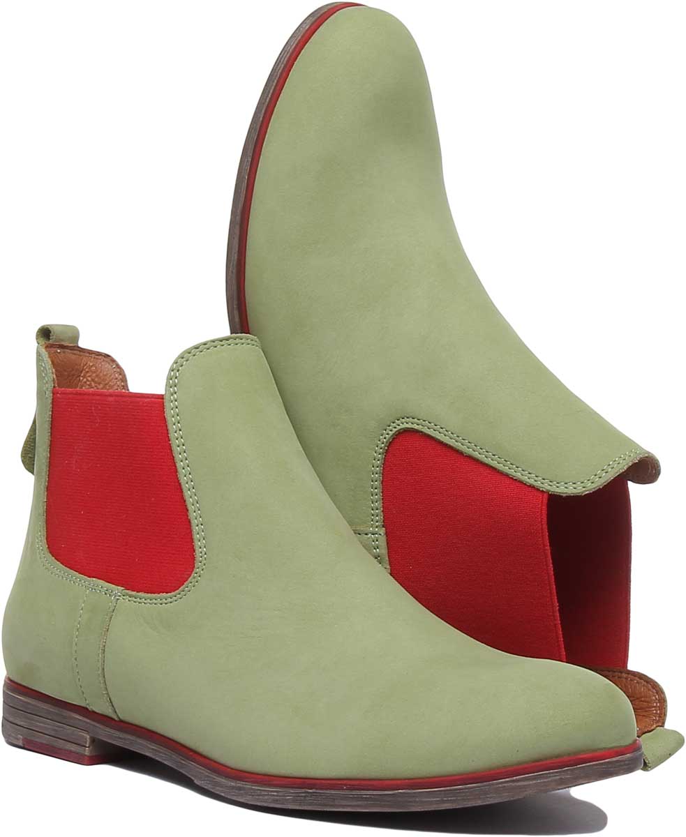JUSTINREESS ENGLAND Womens Ankle Boots 5800 Suede Chelsea Boot In Green