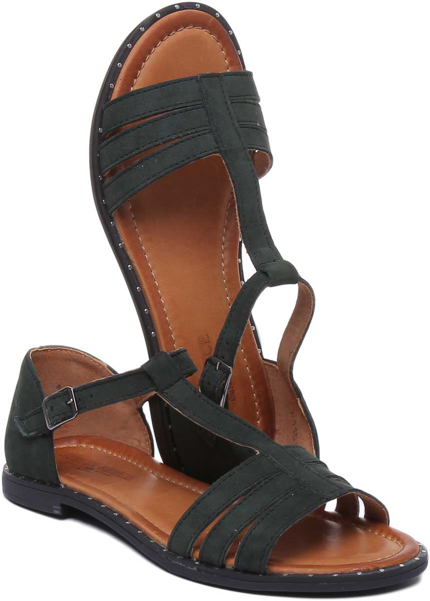 JUSTINREESS ENGLAND Womens Sandals Naomi Leather Strappy Sandal In Green