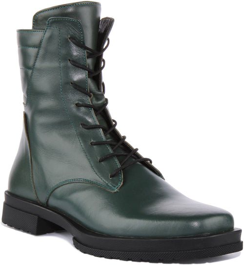 Quinn Square Toe Ankle Boots In Green