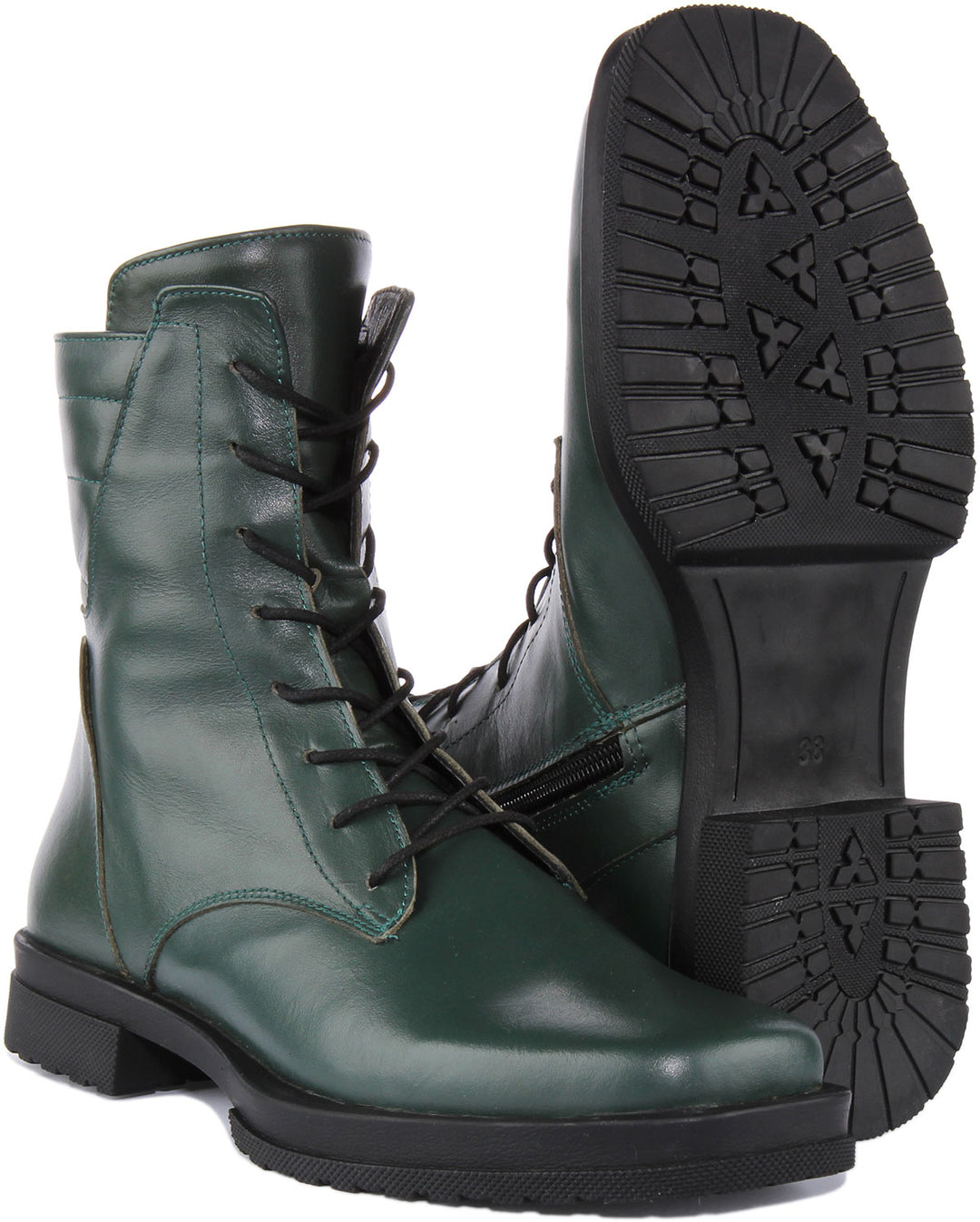 Justinreess England Womens Ankle Boots Quinn Square Toe Ankle Boots In Green