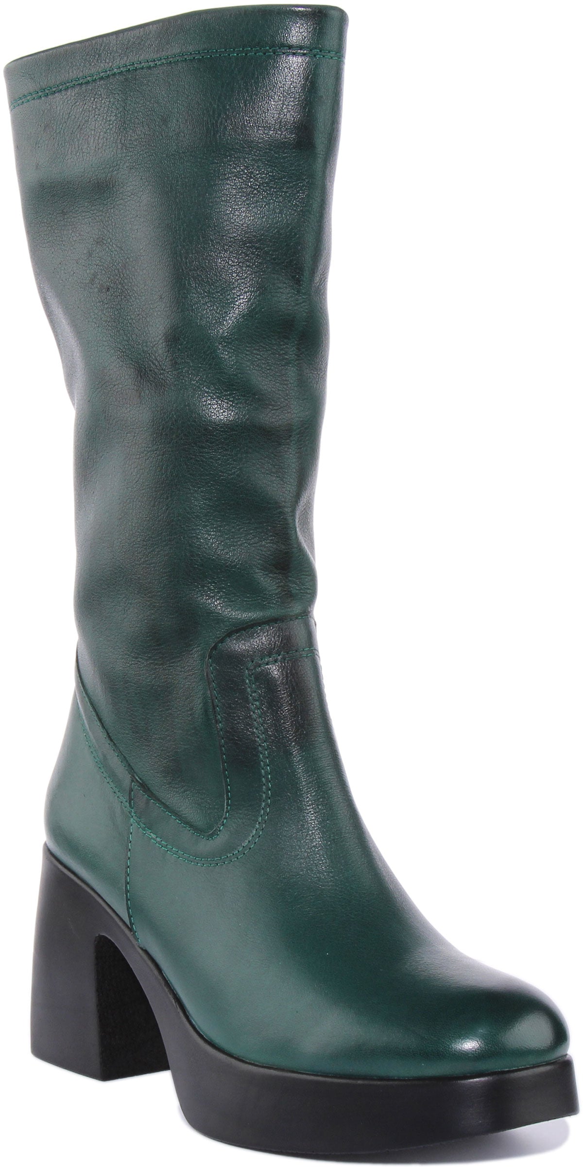 JUSTINREESS ENGLAND Paola Knee High Boot In Green | Platform Boots ...