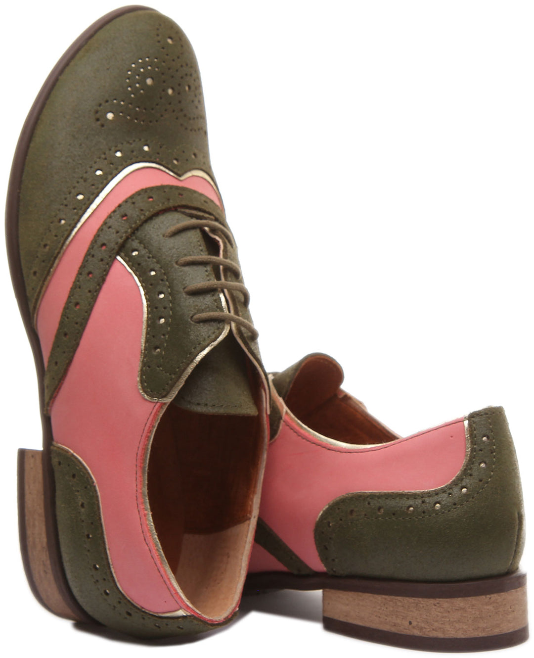 JUSTINREESS ENGLAND Womens Shoes Roxana Lace up Soft Leather Brogue Shoes in Green