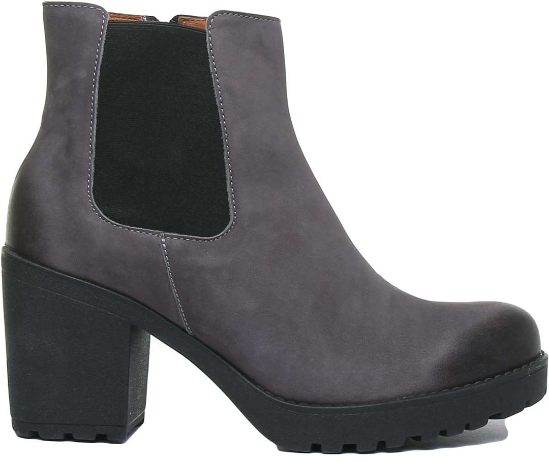 JUSTINREESS ENGLAND Womens Ankle Boots 3100 Heeled Leather Chelsea Boot In Grey
