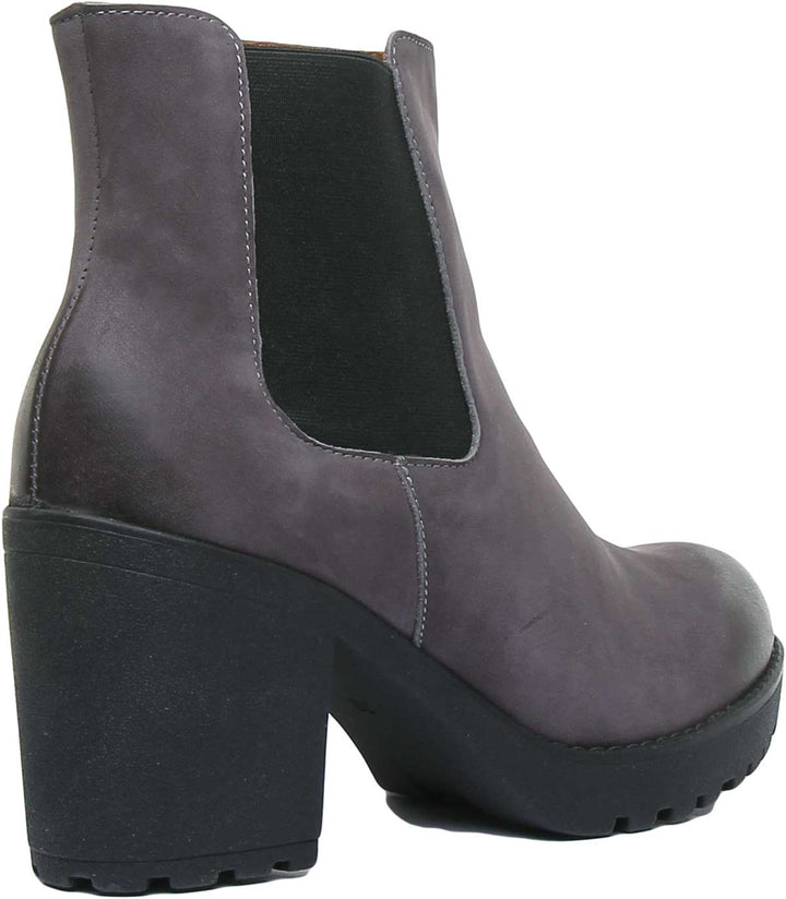 JUSTINREESS ENGLAND Womens Ankle Boots 3100 Heeled Leather Chelsea Boot In Grey