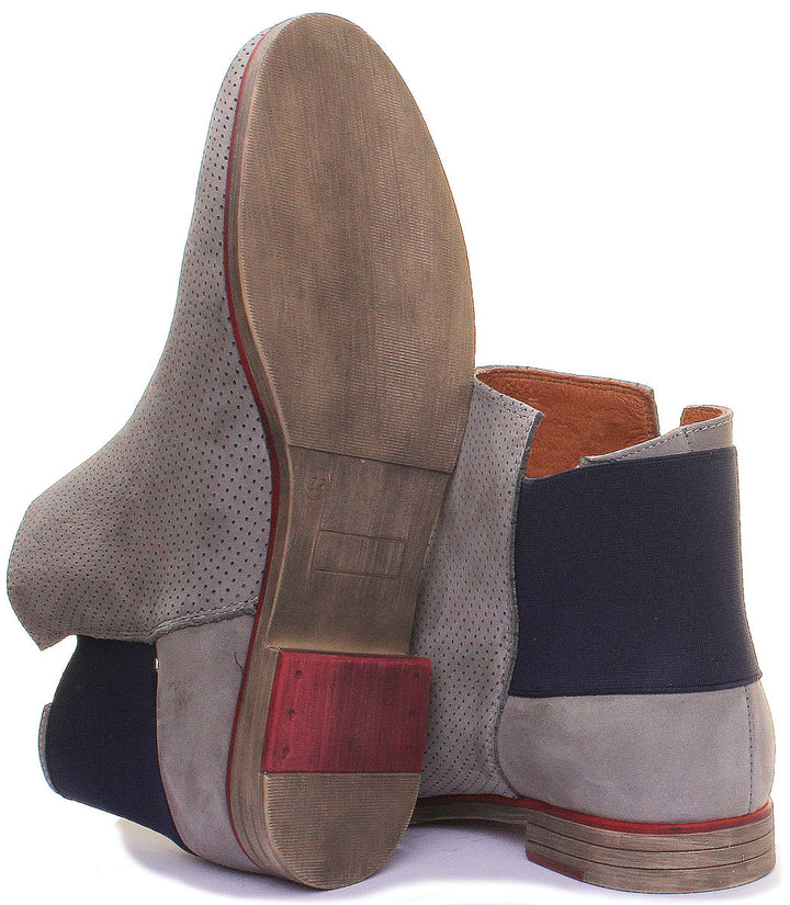 JUSTINREESS ENGLAND Womens Ankle Boots 5900 Leather Ankle Boot With Elastic Back In Grey