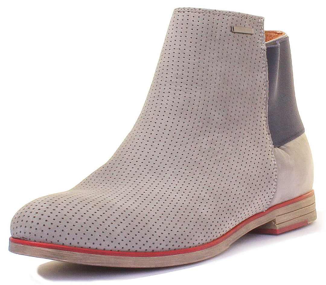 JUSTINREESS ENGLAND Womens Ankle Boots 5900 Leather Ankle Boot With Elastic Back In Grey