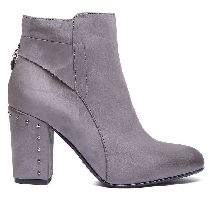 JUSTINREESS ENGLAND Womens Ankle Boots Masie Beaded Heel Ankle Boot In Grey